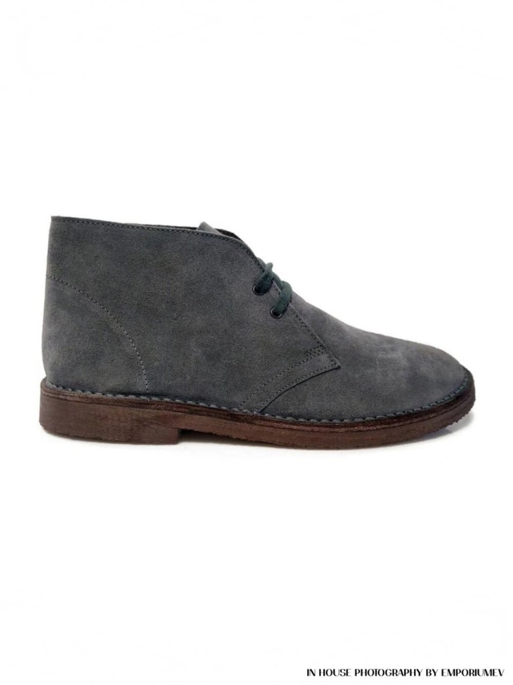 NIB Perlamoda Gray Men's Desert Ankle Boots Suede Leather Lace up Size 8 US